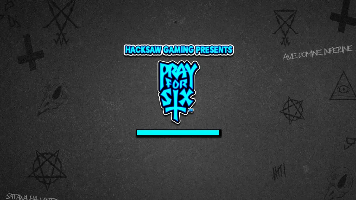 Pray for Six slot game interface with monochrome cartoon style